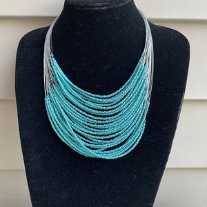 TURQUIOSE AFRICAN MALA BECKLACE STATEMENT NECKLACE